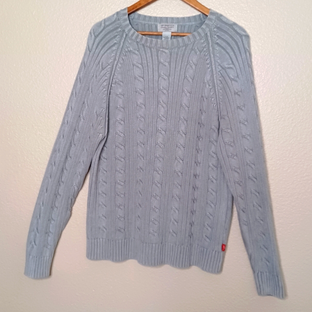 Levi Strauss Co Men's Large Grey Cable Knit Crewneck Long Sleeve Sweater Top